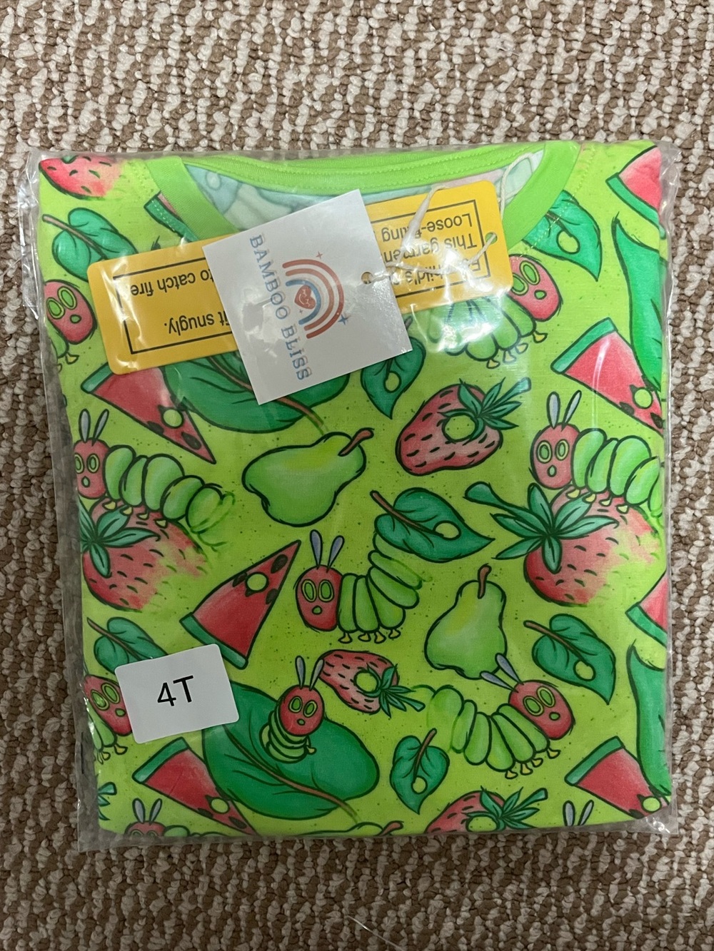 Kids 4T bamboo bliss the very hungry caterpillar pajama set